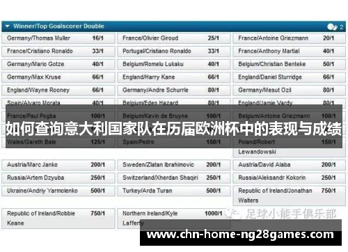 如何查询意大利国家队在历届欧洲杯中的表现与成绩